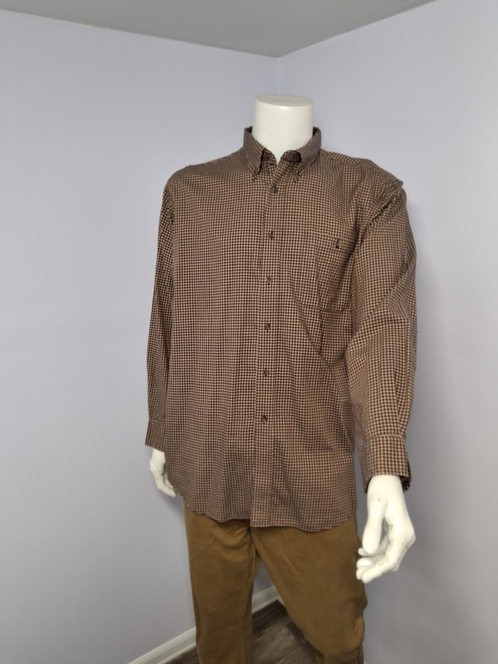 Men's C.C Filson Co. Brown Check Button-Down Cotton Size XL Shirt